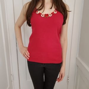 Red Cami Floral Rose Design Vintage Small Medium